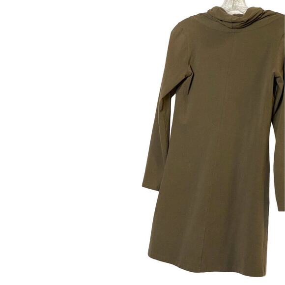 ATHLETA Green Cowl Neck sweater Dress Sz. Xs Pocket Stretch Organic Cotton - Picture 2 of 11